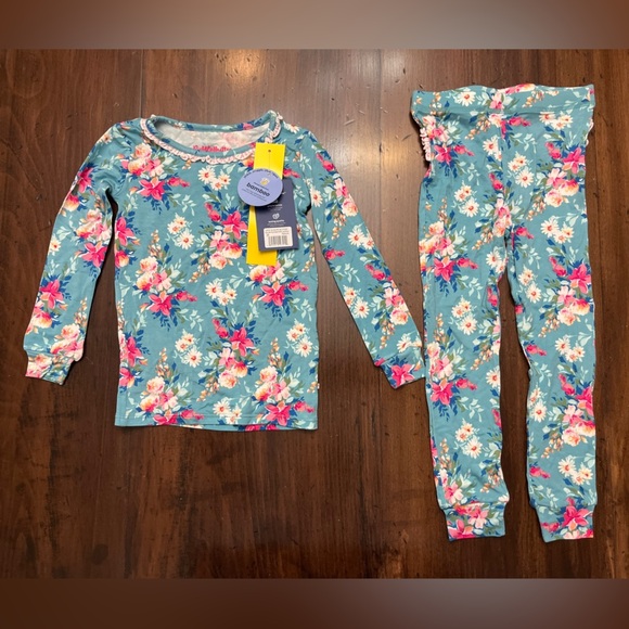 Ruffle Butts Fancy Me Floral 3T Toddler Ruffle Long Sleeve Pajama Set Bamboo NWT - Picture 5 of 13